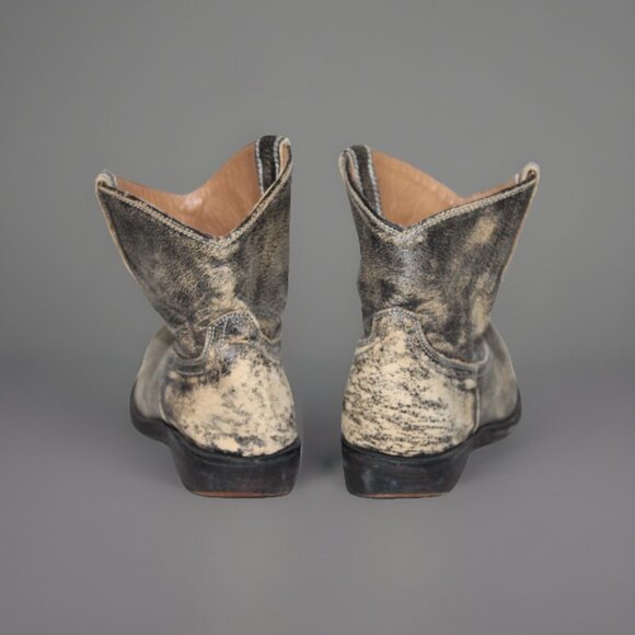 Miz Mooz Carlito Western Boots Sz 7 Gray Tan Distressed Short Cowgirl Booties - Picture 6 of 13